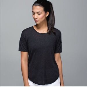 LULULEMON‎ Daya Knit Tee Cashmere Blend Short Sleeve Heathered Black
